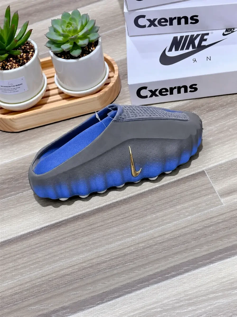 New - Men's Nike Mind 001 Blackened Blue Game Royal Slides